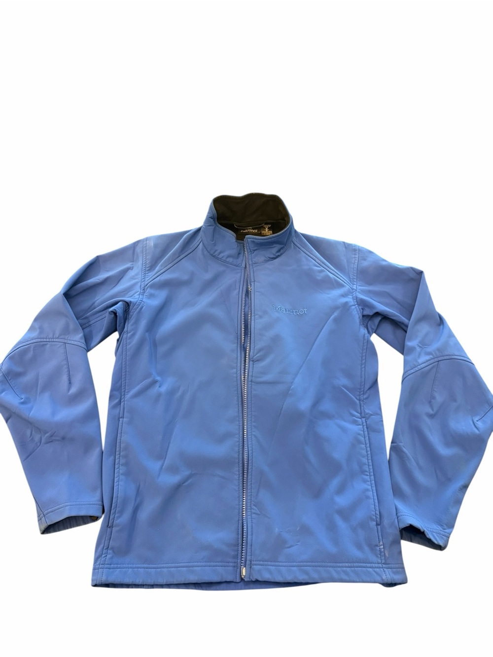 Marmot Jacket Mens MED Blue Softshell Zip Fleece Lined Gravity Outdoor Windstop
